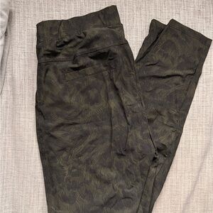 Olive Green Patterned Pull-On Pants